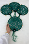 Green Bride Bridesmaid Tefi Lace, 3D Flower Decorated, Wedding Henna Night Circumcision Bride to Be Defi 1 Piece
