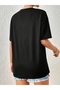 Women's Black Oversize Cotton Comfortable Cut Basic Daily Stylish T-Shirt - 2