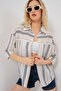 Women's Striped Short Sleeve Shirt 20344 - Beige