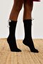 Girl's Polka Dot Bow Knee Socks Black - 2