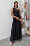 Women's Black Wual One Shoulder Maxi Dress - 5