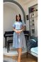 Two Piece Look Pocket Lined Short Sleeve Dress - 2