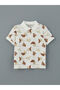 Lcw Kids Brown Polo Neck Patterned Combed Cotton Boys T-Shirt - 3