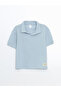 Lcw Kids Blue Resort Collar Combed Cotton Boy's T-Shirt - 3