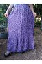 Elastic Waist Ruffled, Button Detailed Crispy Floral Viscose Push Skirt36-44Size
