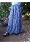 Elastic Waist Ruffled, Button Detailed Crispy Floral Viscose Push Skirt36-44Size Navy Blue
