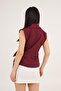 Sleeveless Side Tie Burgundy Shirt - 4
