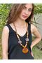 Bamboo Wooden Beaded Plaid Women's Necklace 38 cm - 3