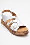 Levine White Genuine Leather Buckle Side Zipper Women's Sandals - 3