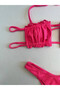 Women's Pink String Tie-Up Gathered Strapless Bikini Suit Hzl25S-Lc2226 - 5