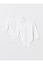 Lcw Baby Ecru Crew Neck Long Sleeve Baby Girl Snap Bodysuit 2-Pack
