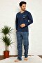 Indigo Plaid Long Sleeve Men's Pajama Set 1167Uy