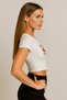 Women's White Crop T-Shirt Strawberry Red Printed Combed Cotton Crop Short Waist Short Sleeve Summer T-Shirt - 3
