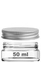 50 ml Metal Silver Lid Cosmetic Jar 50 Cc Transparent Glass Cream Jar 1 Piece