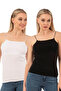 Özkan 27042 Women's 2-Pack Cotton Modal Black White Mixed Color Flexible Comfortable Thin Spaghetti Strap - 2