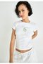 Women's White Crop T-Shirt - Be My Olive Olive Printed Short Sleeve - 3