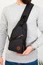 Men's Black Canvas Fabric Cross Chest Waist and Shoulder Bag with USB and Headphone Outlet