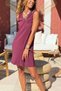 Burgundy V-Neck Sleeveless Pleated Woven Dress 90 40 - 2