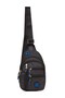Linen Fabric Zippered Chest and Shoulder Bag with USB Headphone Output (16X22Cm) - Black - Blue - 3