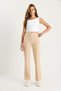 Women's Beige Grass Detailed Flared Trousers 60283472 - 4