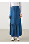 Lcw Grace Blue Women's Elastic Waist Textured Skirt - 2