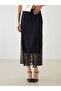 Nevavm Lace Skirt with Elastic Waist and Difference in Color - 2