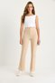 Women's Beige Grass Detailed Flared Trousers 60283472 - 3