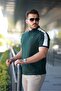 Men's Polo Neck Nefti Green Stripe Detailed Regular Fit T-Shirt - 2530