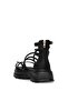 B119 Women's Genuine Leather Flat Sandals Black - 4