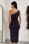 Women's Half Shoulder Buckle Patterned Lined Tulle Dress - 3