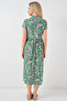 Women's Full-Length Button-Down Short-Sleeve Floral Dress 2561 - Green - 6