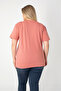 Printed Slit Cotton Women's V-Neck Plus Size T-Shirt - 6