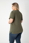 Printed Slit Cotton Women's V-Neck Plus Size T-Shirt - 7
