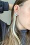 Minimal Square White Stone Silver Color Evening Dress Women's Earrings - 2
