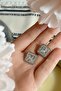Minimal Square White Stone Silver Color Evening Dress Women's Earrings