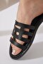 Lencas Cage Laser Women's Genuine Leather Slippers Black Skin - 3