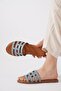 Lencas Cage Laser Women's Genuine Leather Slippers Denim Blue Skin - 5