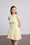 Women's Yellow Poplin Skirt Short Balloon Dress - 3