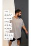 Battal Size Anthracite Smoked V-Neck Plain Unprinted T-Shirt - 4
