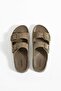Men's Leather Double Striped Orthopedic Lightweight Comfortable Sole Stitched Stylish Out and Inside Men's Slippers - 2