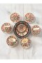 Decorative 6-Person Stylish Tulip Tile Design Fully Handmade Coffee Cup Set and Snack Bowl-Sauce Bowl