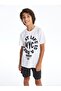 White Crew Neck Printed Short Sleeve Boy's T-Shirt