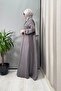 Solid Color Linen Shirt Dress with Pockets Anthracite T25Y-4059 - 2
