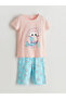 Combed Cotton Printed Girl's T-Shirt and Capri 2-Piece Set