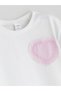 Lcw Kids Ecru Crew Neck Heart Striped Girl's T-Shirt - 4