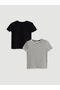 Lcw Kids Black Crew Neck Girls' Crop T-Shirt 2-Piece