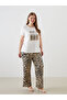 Nevavm Women's Leopard Patterned Trousers with Elastic Waist - 3