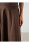 Lcw Vision Brown Flared Skirt with Elastic Waist - 3