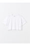 White Crew Neck Basic Short Sleeve Girls' Crop T-Shirt