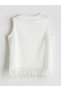 Lcw Kids Ecru Crew Neck Tassel Detailed Girls Crop Tank Top - 3
